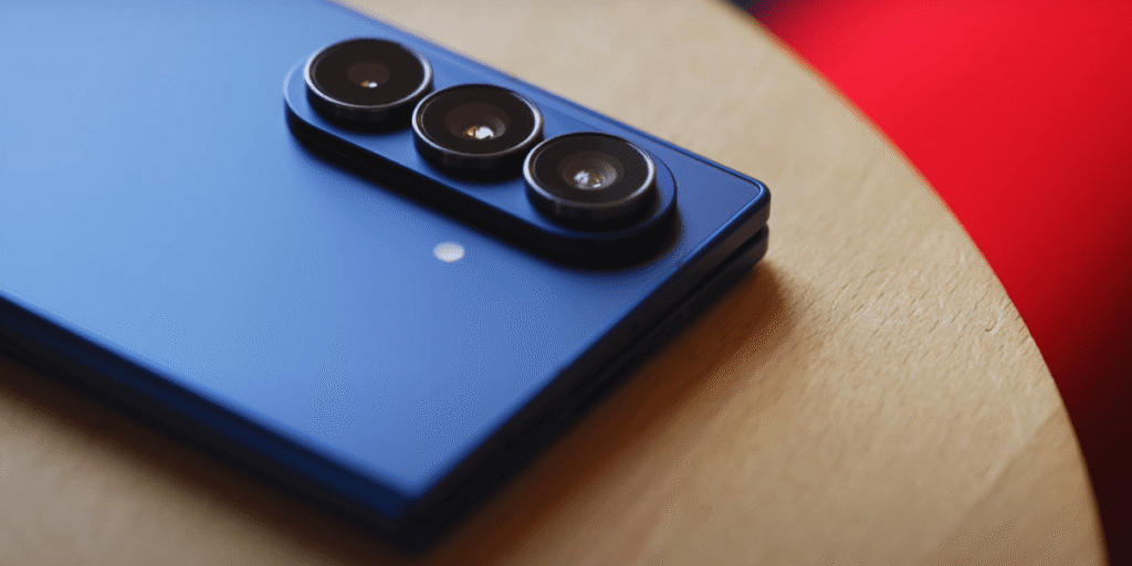 Close-up of Samsung Galaxy Z Fold 7 rear camera module in sleek finish