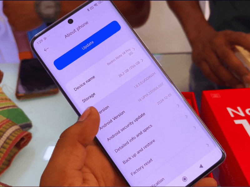 Front view of Redmi Note 14 Pro, an affordable Xiaomi smartphone designed as one of the best Redmi smartphones for students.