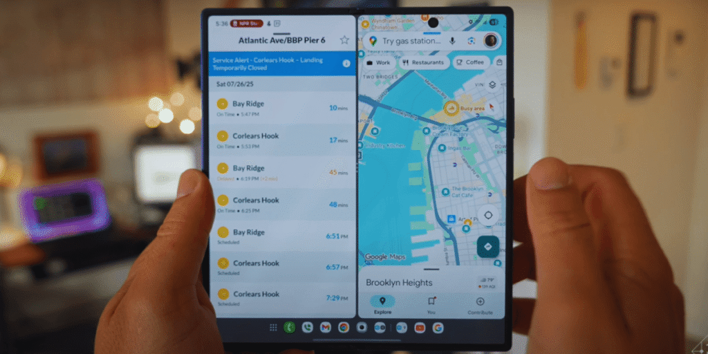 Samsung Galaxy Z Fold 7 fully unfolded showing large flat inner display