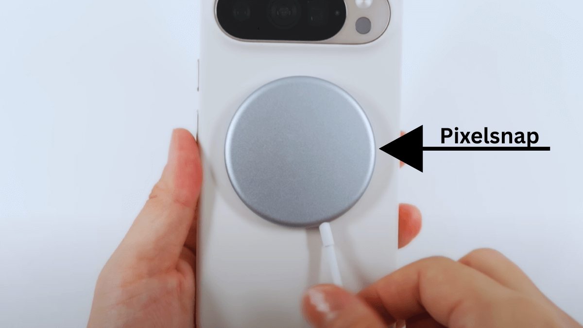 Google Pixel 10 Pro charging wirelessly using the PixelSnap magnetic charger