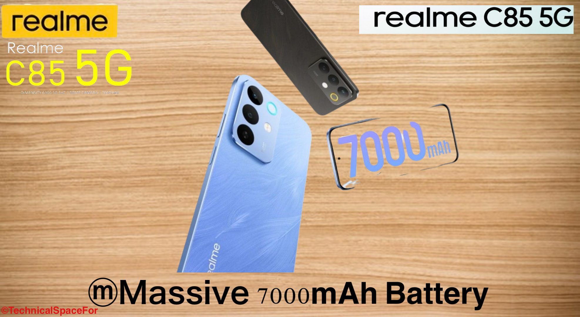 Realme C85 Pro massive 7,000mAh battery with 45W fast charging, offering long-lasting battery life for everyday use and entertainment.