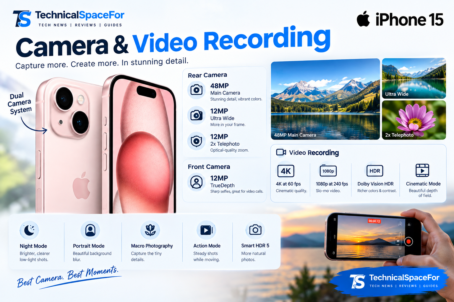 iPhone 15 camera and video recording features