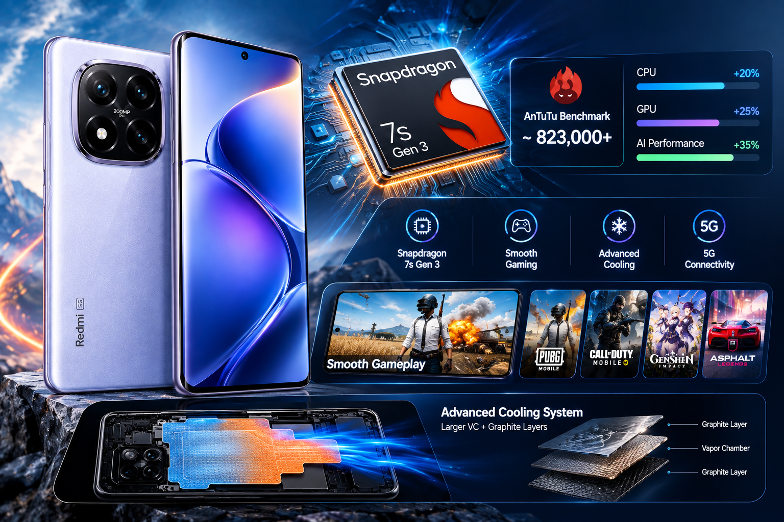 Redmi Note 14 Pro+ 5G with Snapdragon 7s Gen 3 performance and advanced cooling system