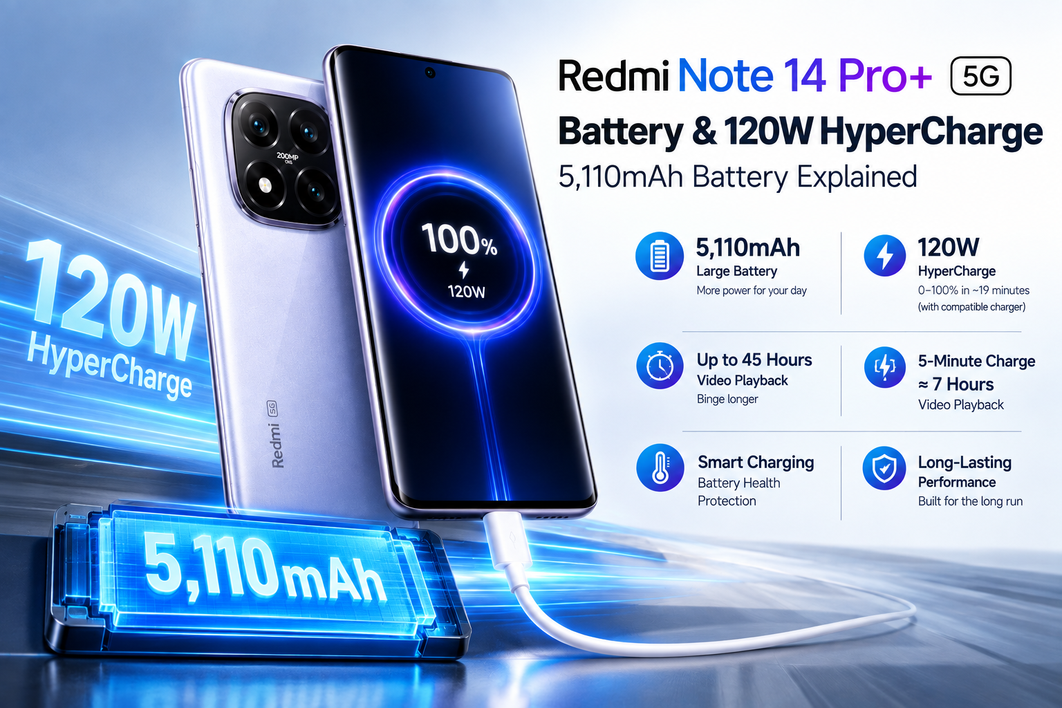 Redmi Note 14 Pro+ 5G with 5,110mAh battery and 120W HyperCharge