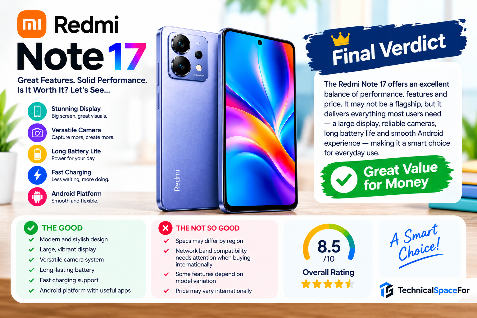 Redmi Note 17 final verdict with display, camera, battery and performance highlights