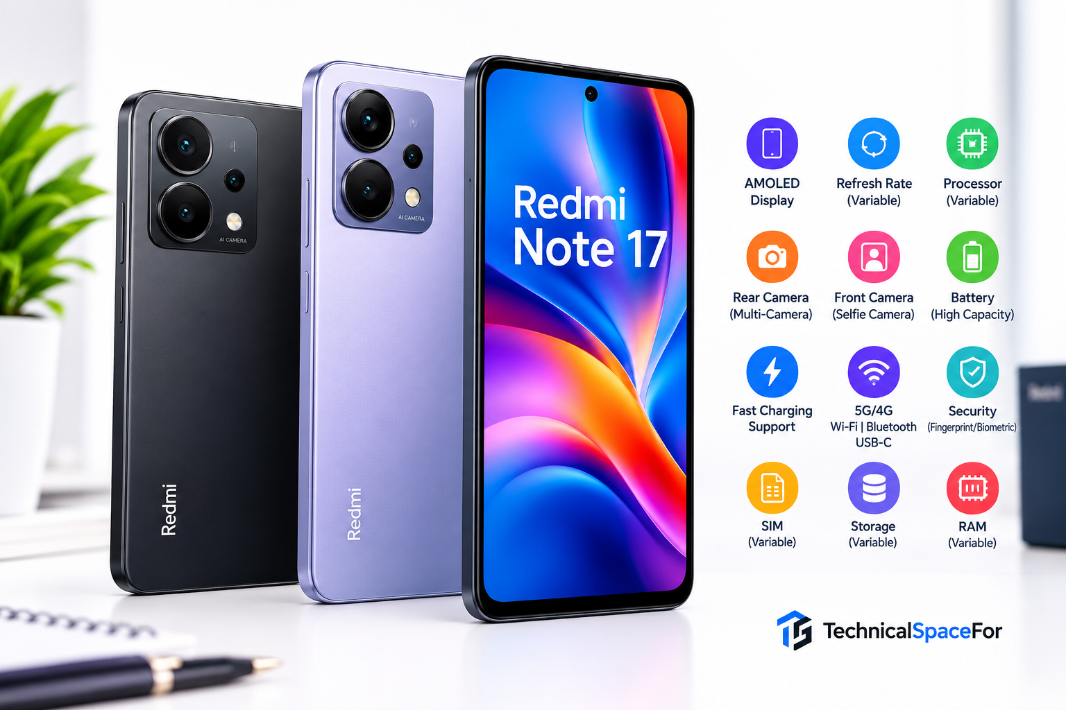 Redmi Note 17 smartphone with key features