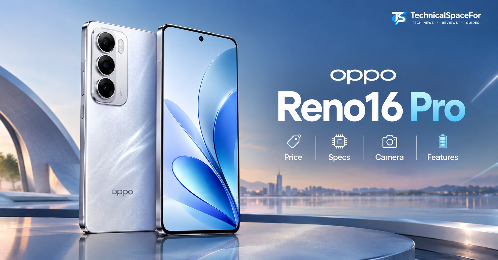: OPPO Reno16 Pro smartphone showing its premium design, camera and display