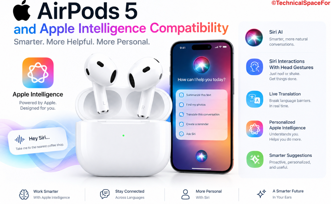 Apple AirPods 5 with Apple Intelligence, Siri AI, head gesture interactions, and Live Translation features