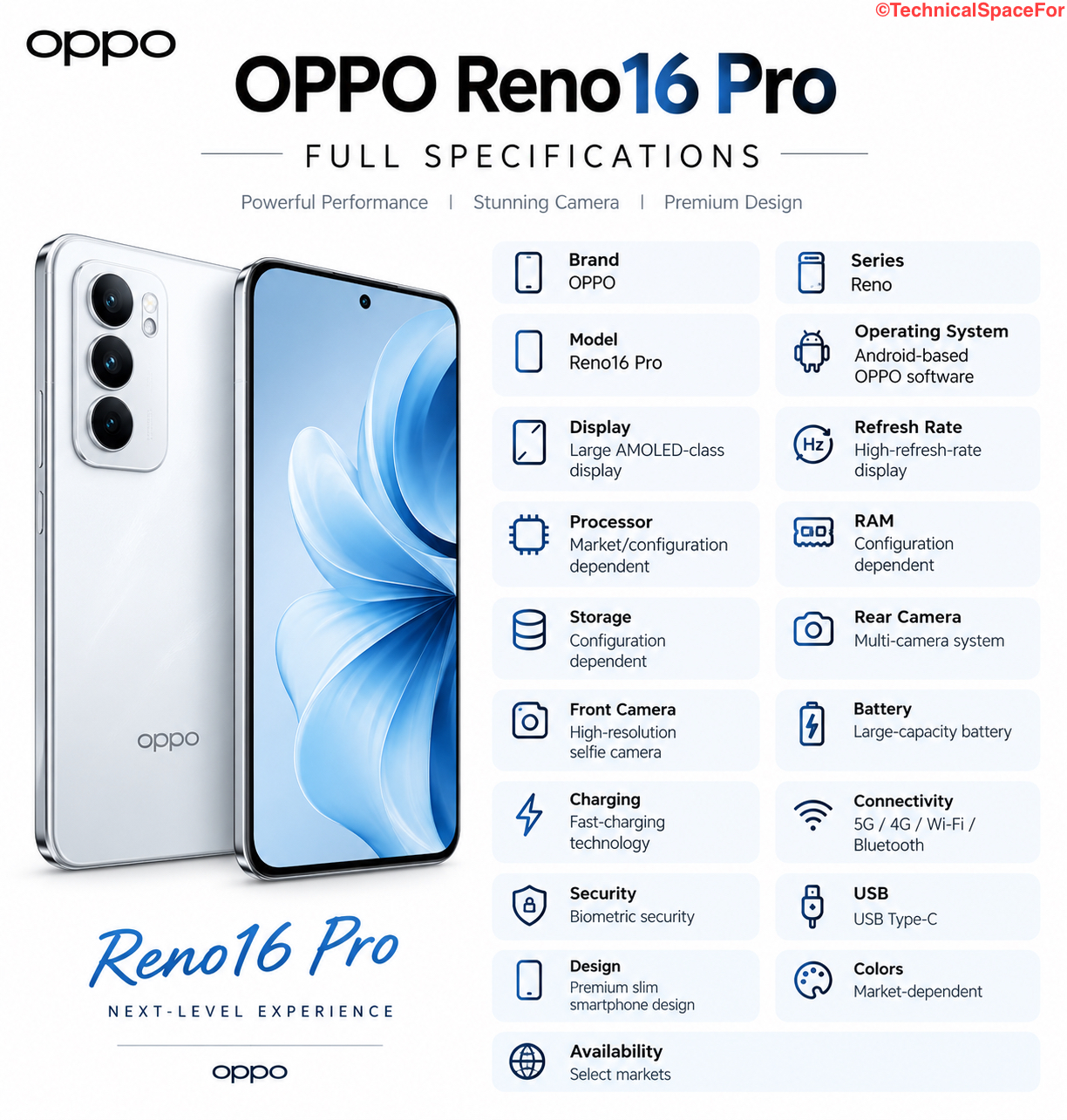 OPPO Reno16 Pro full specifications and features