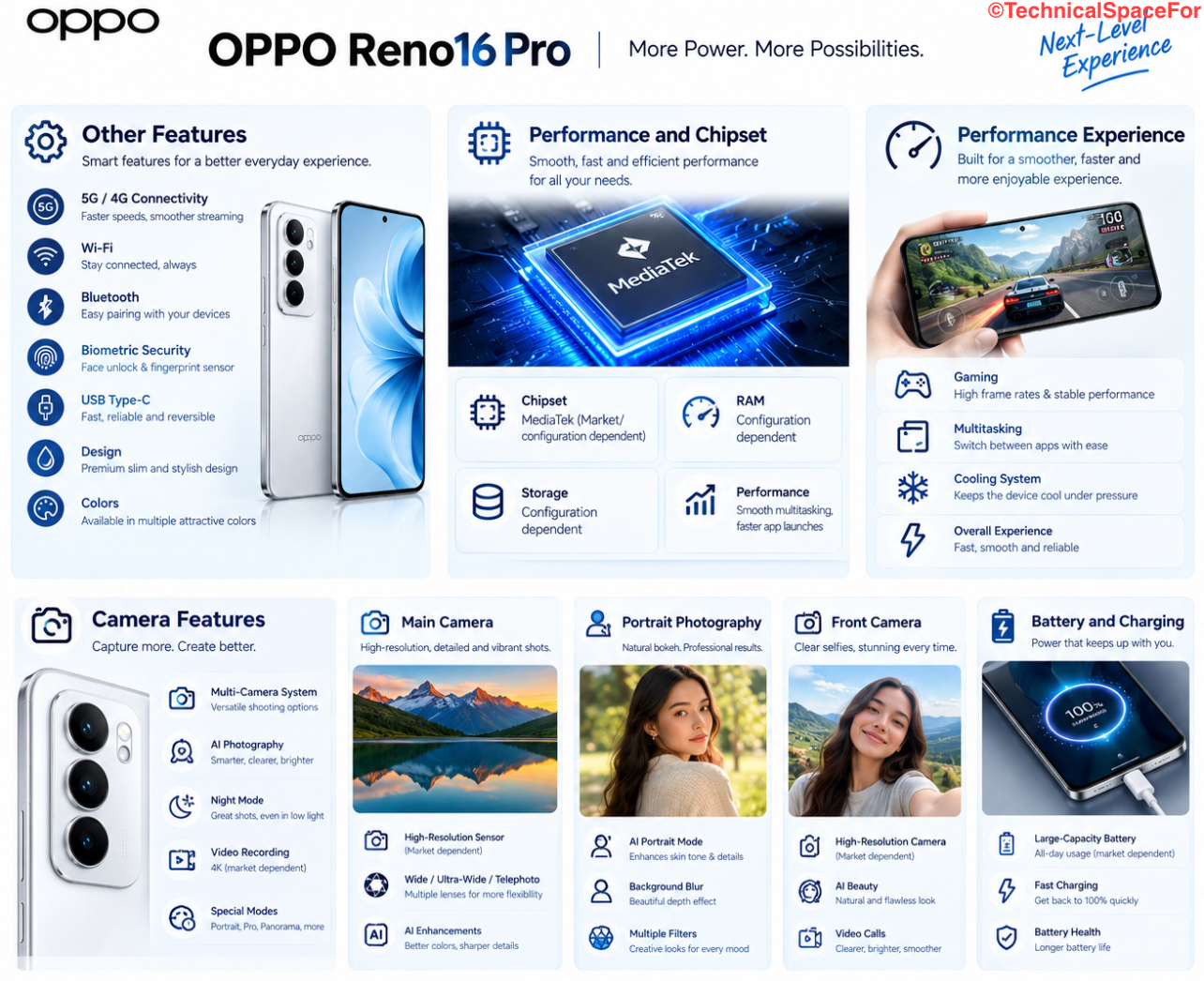 OPPO Reno16 Pro performance, camera features, and battery charging