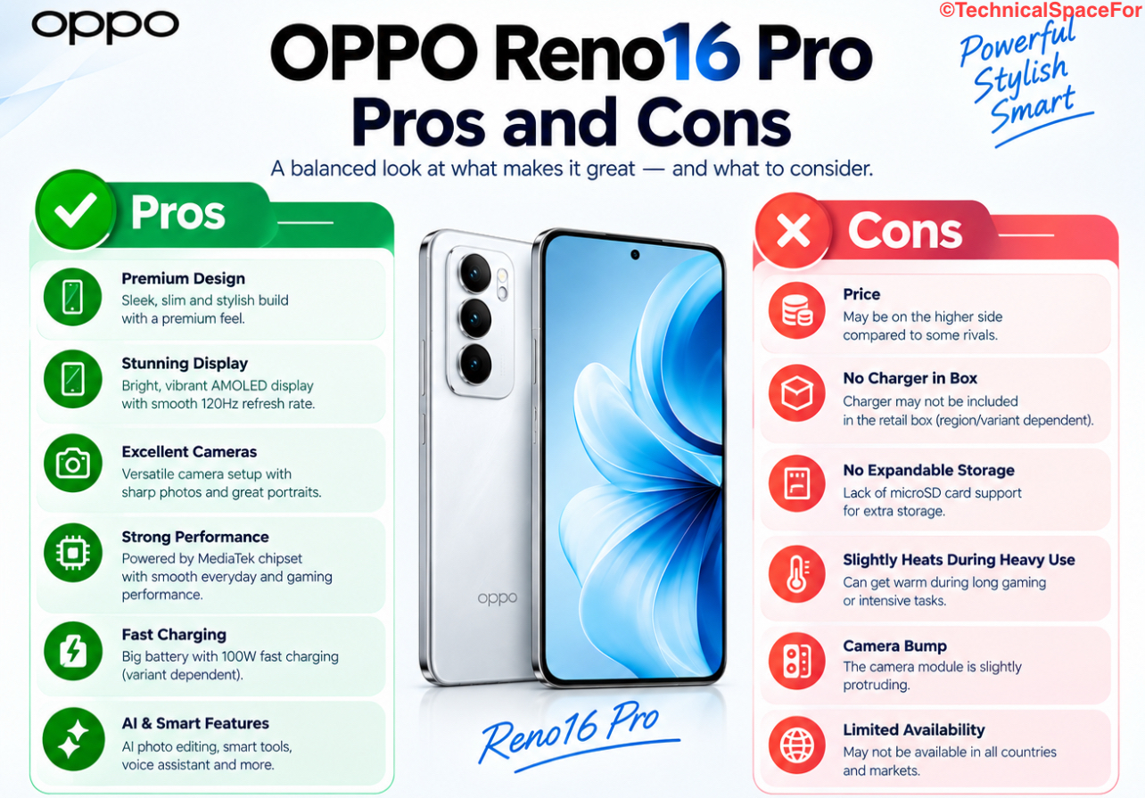 OPPO Reno16 Pro pros and cons with key features and drawbacks