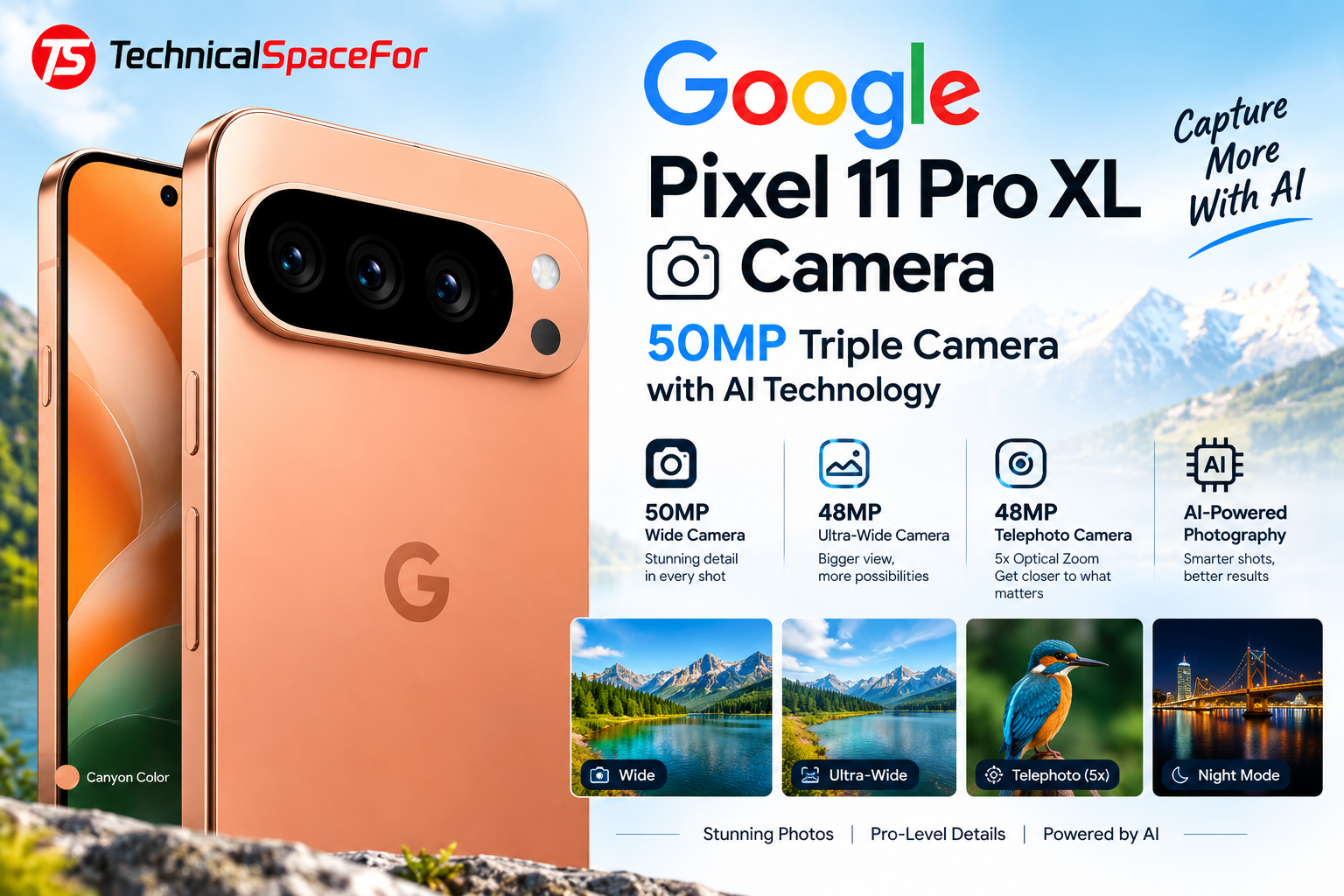 Google Pixel 11 Pro XL 50MP triple camera with AI technology