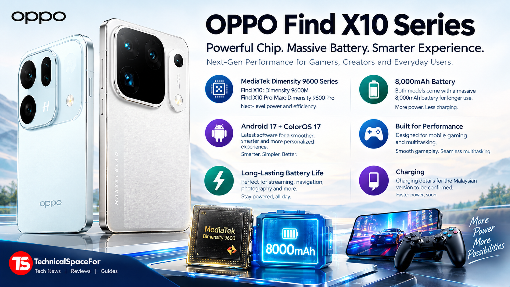 OPPO Find X10 Series with Dimensity 9600 processors and 8,000mAh battery.