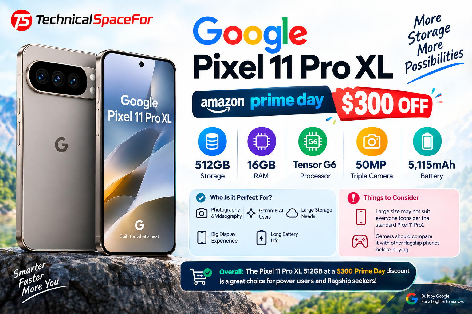 Google Pixel 11 Pro XL 512GB Prime Day deal with $300 discount